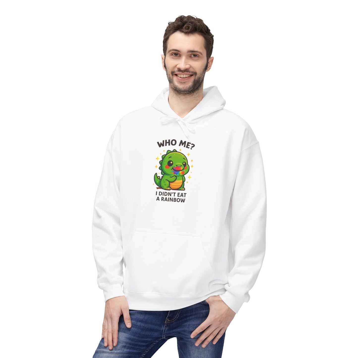 Suspicious Dino "Didn't Eat a Rainbow" Graphic Hoodie