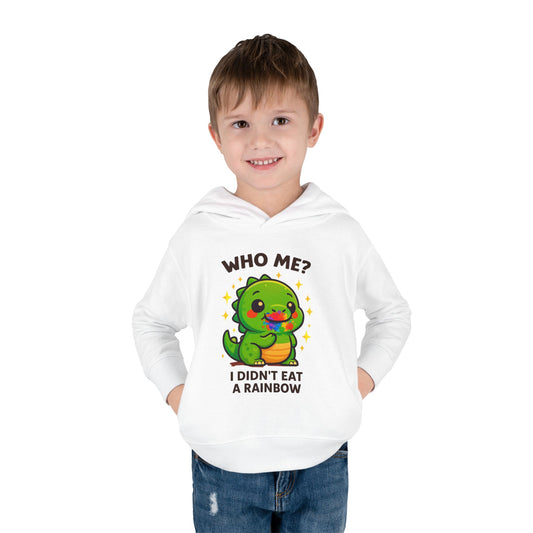 Cute Dinosaur Toddler Fleece Hoodie - 'Who Me? I Didn't Eat a Rainbow'