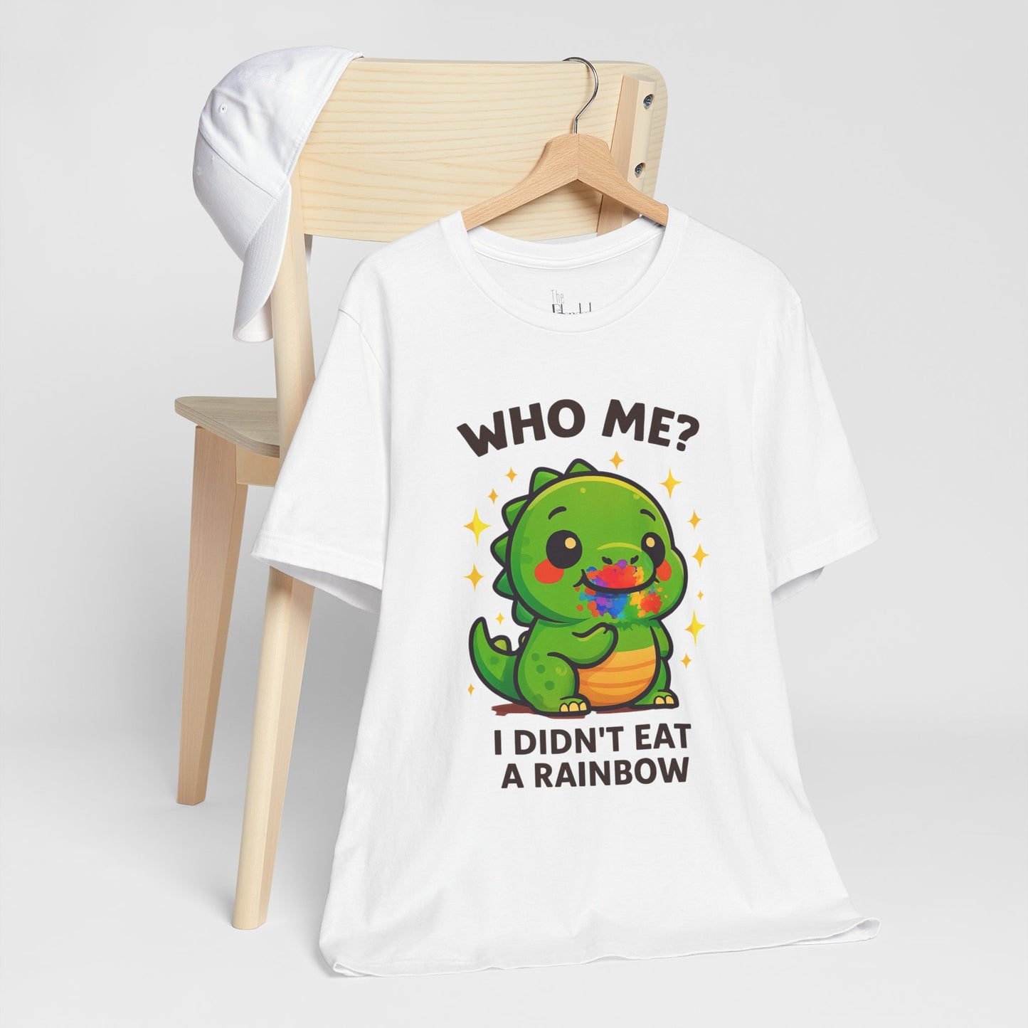 Cute Dinosaur Graphic Tee - "Who Me? I Didn't Eat a Rainbow"