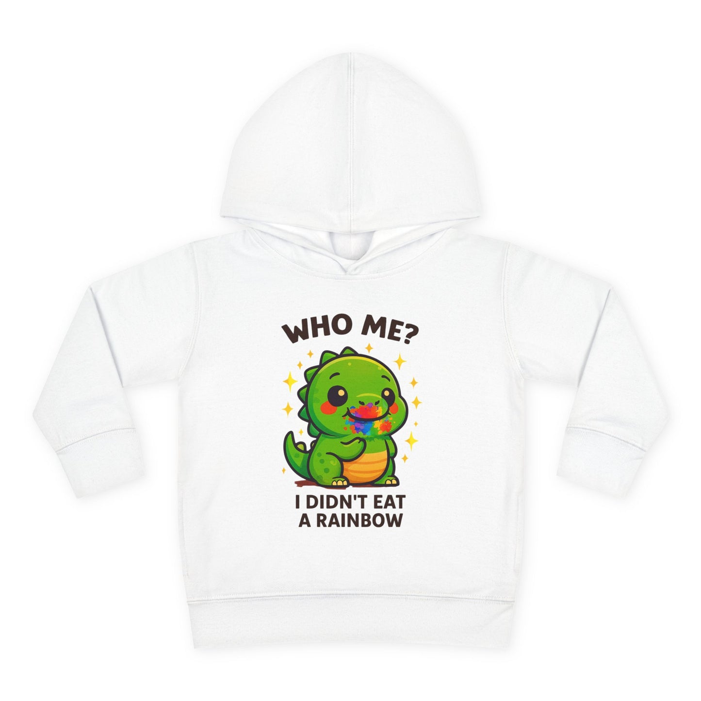 Cute Dinosaur Toddler Fleece Hoodie - 'Who Me? I Didn't Eat a Rainbow'