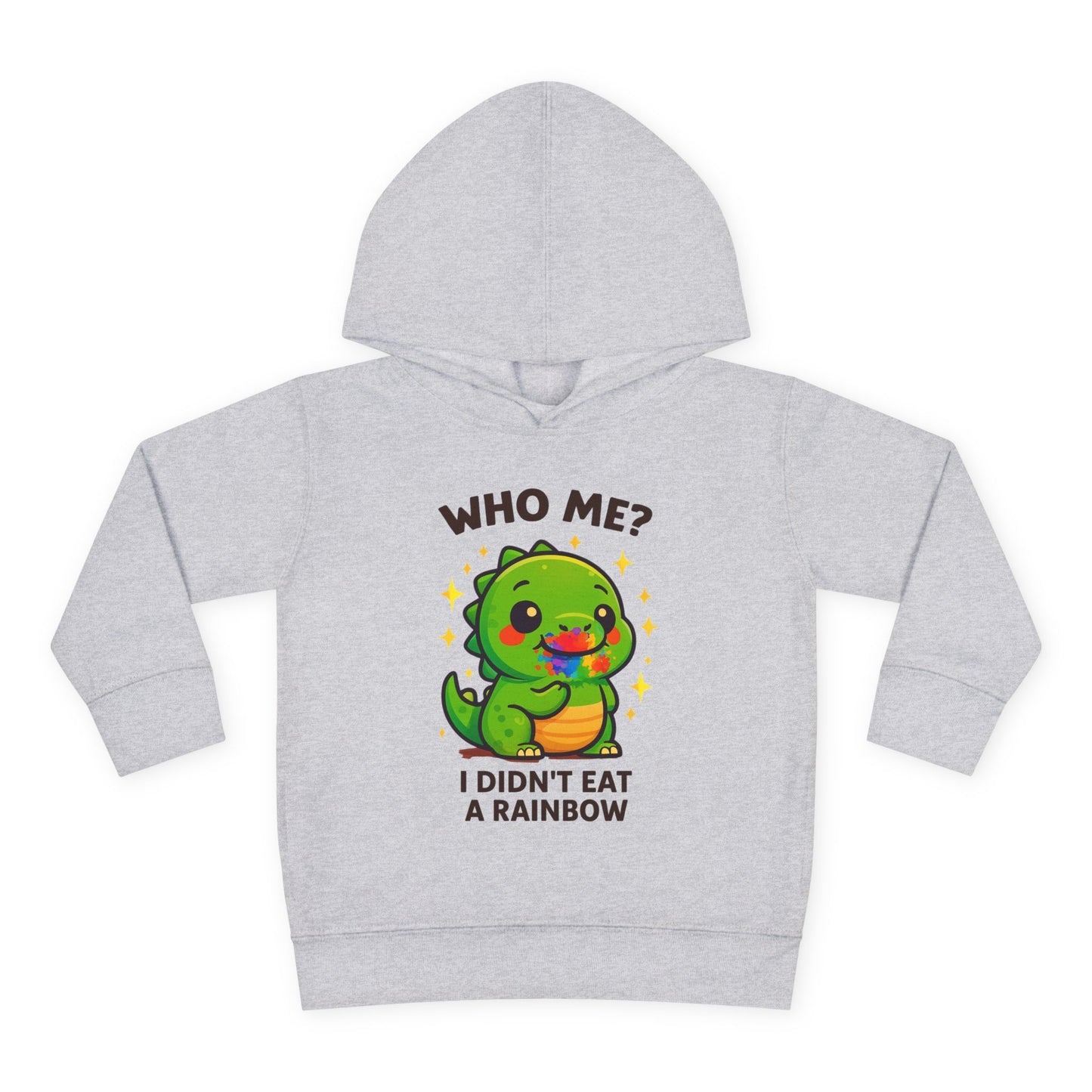 Cute Dinosaur Toddler Fleece Hoodie - 'Who Me? I Didn't Eat a Rainbow'