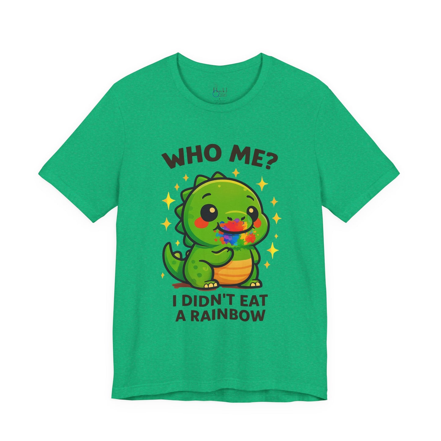 Cute Dinosaur Graphic Tee - "Who Me? I Didn't Eat a Rainbow"