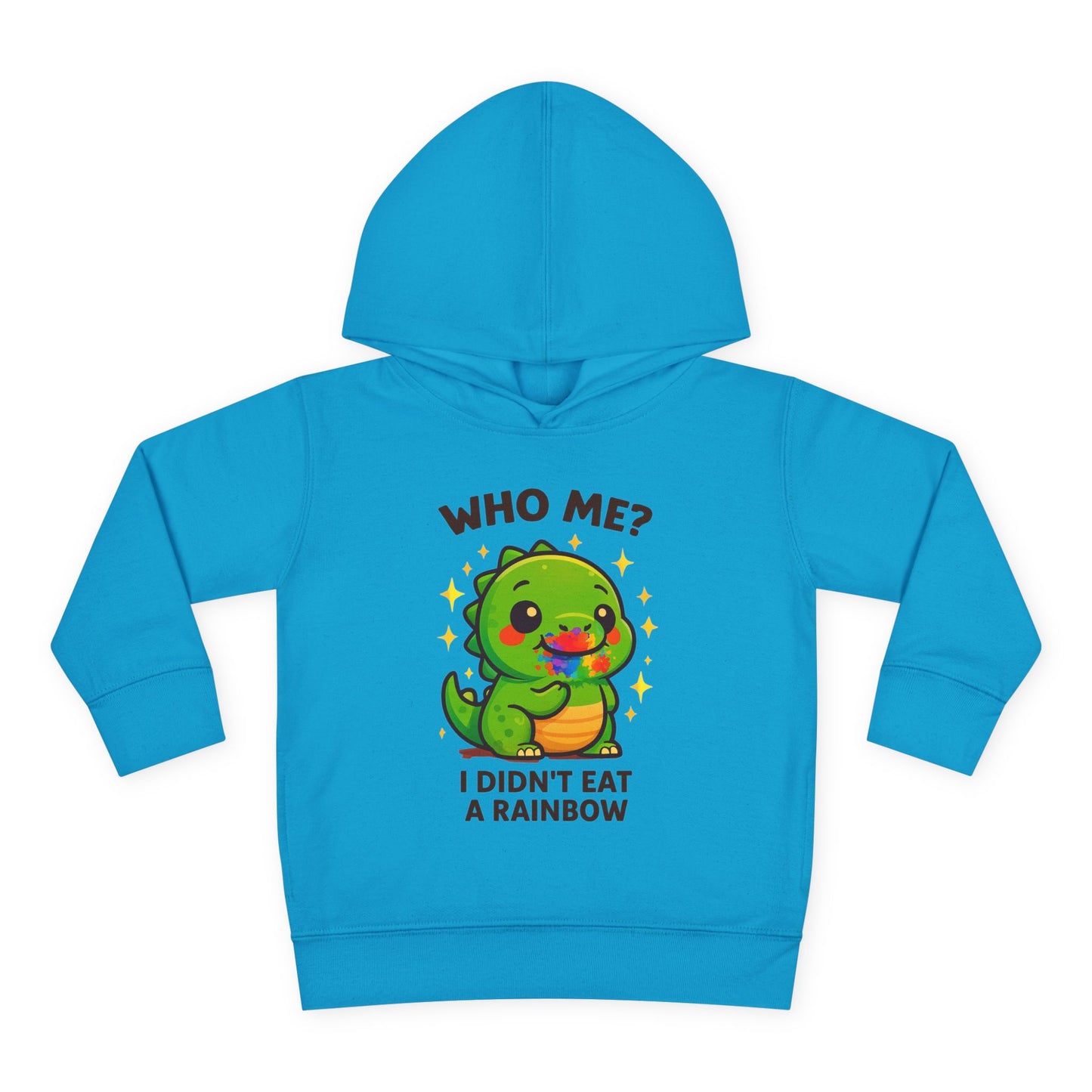Cute Dinosaur Toddler Fleece Hoodie - 'Who Me? I Didn't Eat a Rainbow'