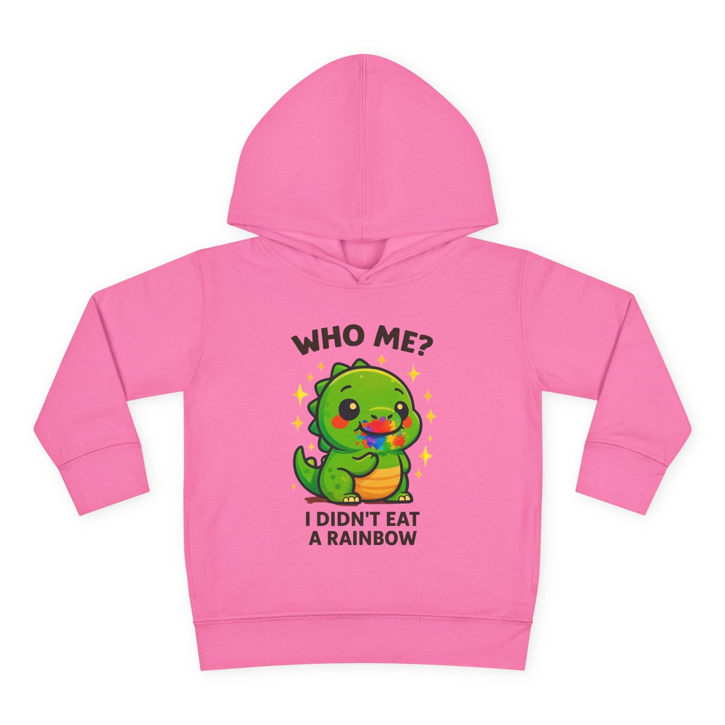 Cute Dinosaur Toddler Fleece Hoodie - 'Who Me? I Didn't Eat a Rainbow'