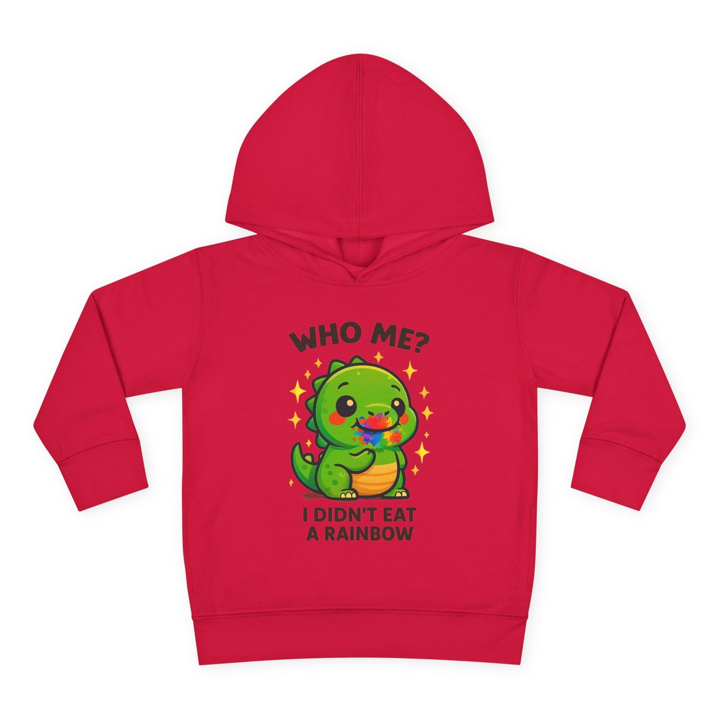 Cute Dinosaur Toddler Fleece Hoodie - 'Who Me? I Didn't Eat a Rainbow'