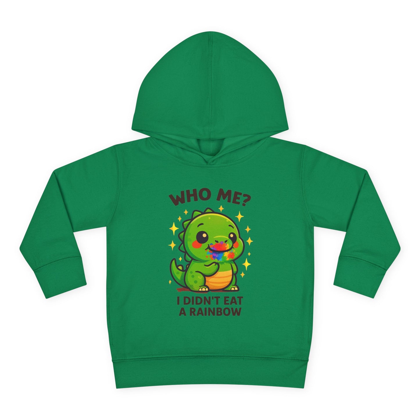 Cute Dinosaur Toddler Fleece Hoodie - 'Who Me? I Didn't Eat a Rainbow'