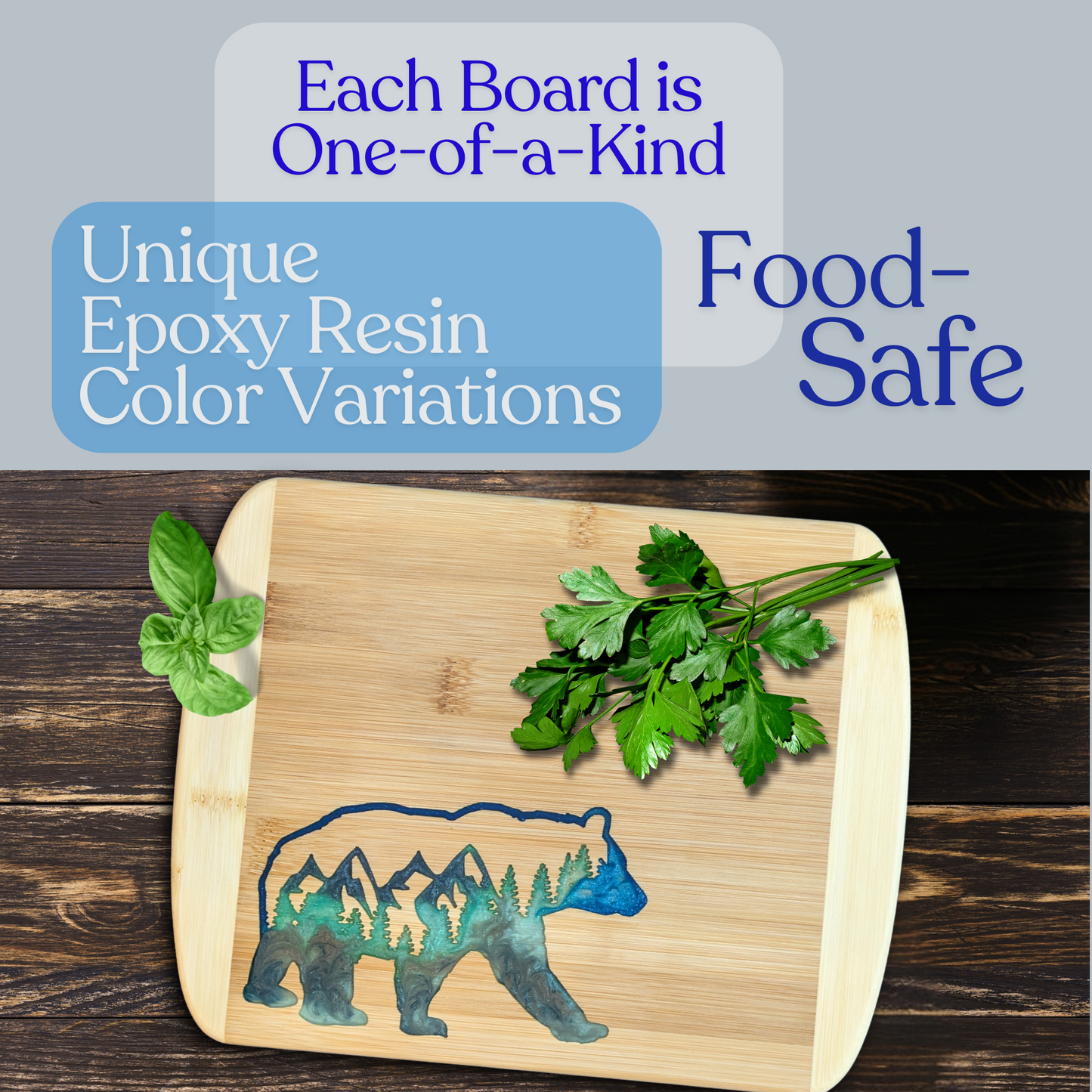 THE BLENDED OASIS - Bamboo Cutting Board - Earthly Creations Epoxy Resin Designs (Chickens) - Epoxy Resin Inlay