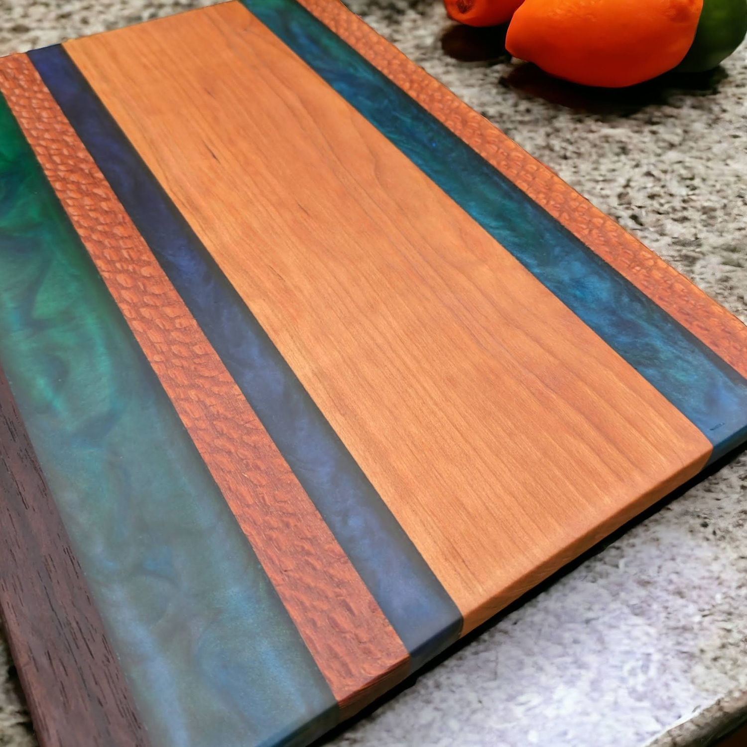 Exotic Hardwood Cutting Board - Split Fill Epoxy Resin