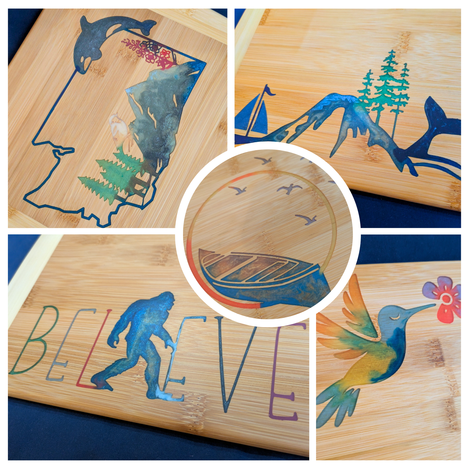 Pacific Northwest PNW:  Epoxy Resin Inlay Cutting Boards