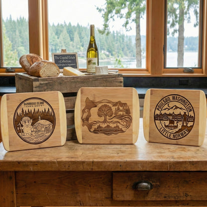 The Coastal Estate Series | Custom Engraved Bamboo Boards (Bainbridge & Poulsbo)