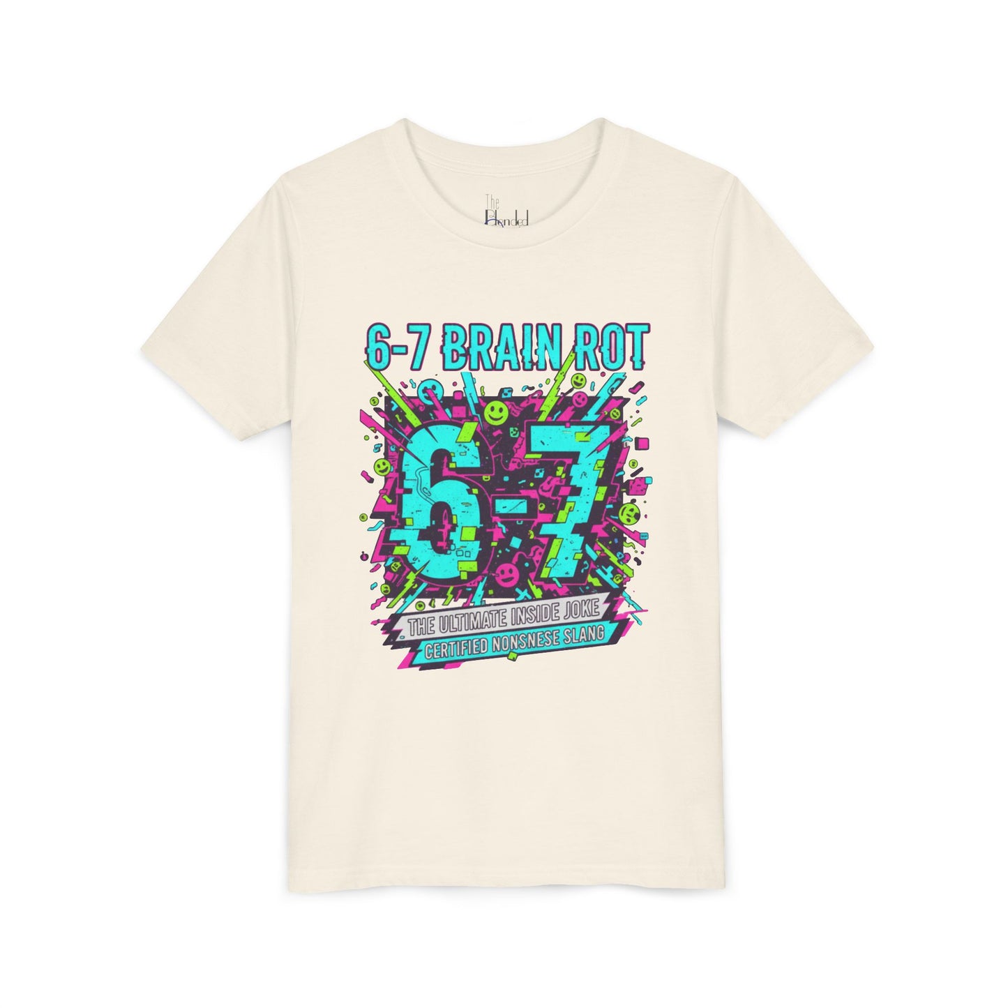 Youth Tee — 6-7 Brain Rot Graphic Tee — Retro Neon Band/Alt Music Tour Shirt