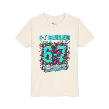 Youth Tee — 6-7 Brain Rot Graphic Tee — Retro Neon Band/Alt Music Tour Shirt