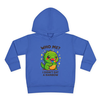 Cute Dinosaur Toddler Fleece Hoodie - 'Who Me? I Didn't Eat a Rainbow'