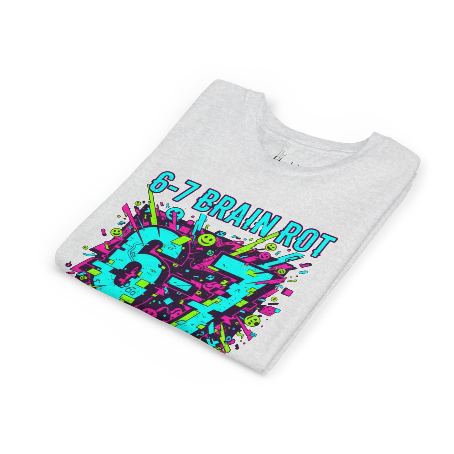Youth Tee — 6-7 Brain Rot Graphic Tee — Retro Neon Band/Alt Music Tour Shirt