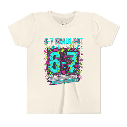 Youth Tee — 6-7 Brain Rot Graphic Tee — Retro Neon Band/Alt Music Tour Shirt
