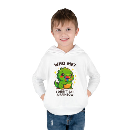 Cute Dinosaur Toddler Fleece Hoodie - 'Who Me? I Didn't Eat a Rainbow'