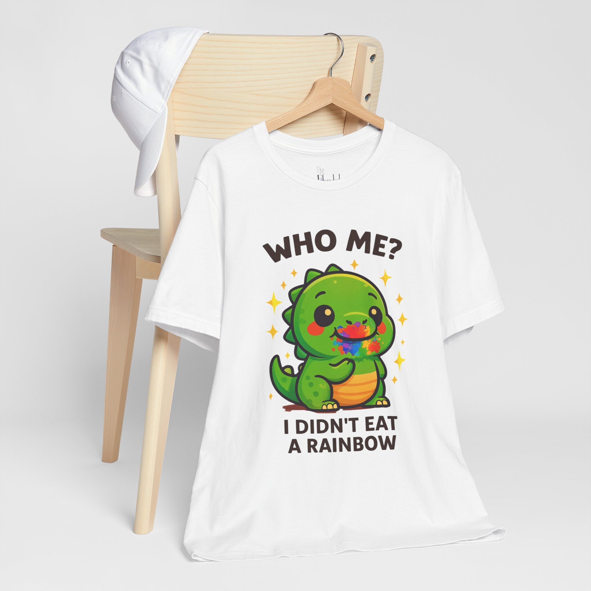 Cute Dinosaur Graphic Tee - "Who Me? I Didn't Eat a Rainbow"