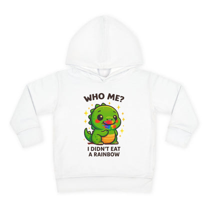 Cute Dinosaur Toddler Fleece Hoodie - 'Who Me? I Didn't Eat a Rainbow'
