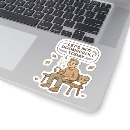 Sticker - "Let's Not Doomscroll Today" Relaxing Bench Illustration