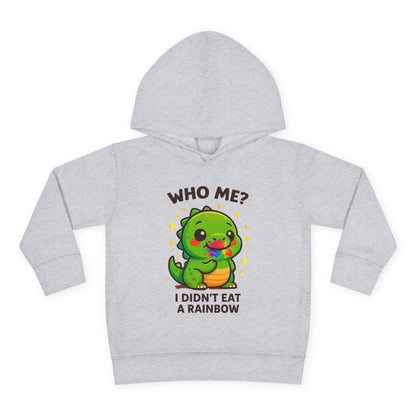 Cute Dinosaur Toddler Fleece Hoodie - 'Who Me? I Didn't Eat a Rainbow'