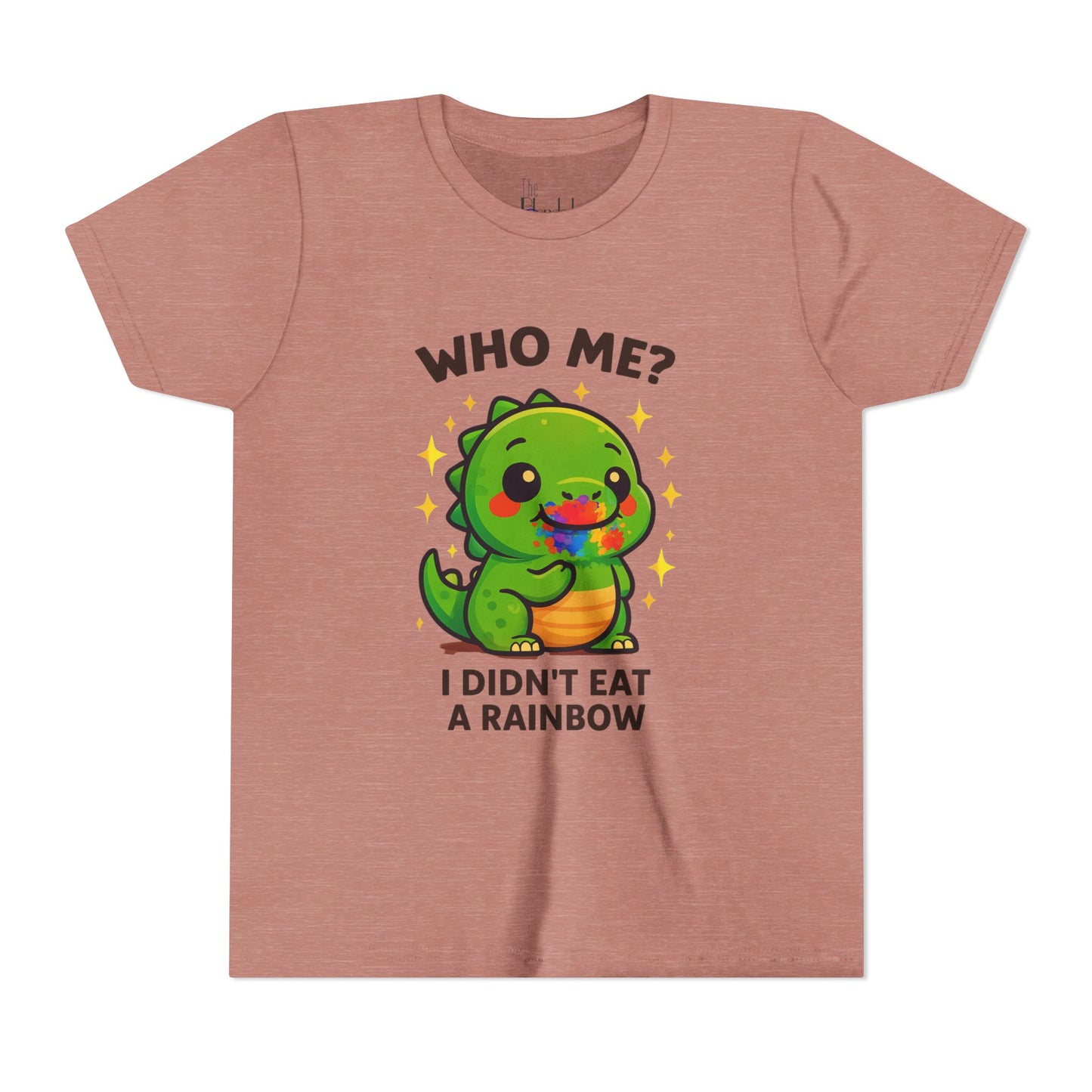 Cute Dino Graphic Youth Tee - "Who Me? I Didn't Eat a Rainbow"