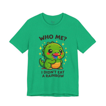 Cute Dinosaur Graphic Tee - "Who Me? I Didn't Eat a Rainbow"