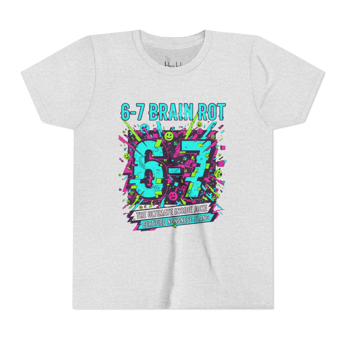 Youth Tee — 6-7 Brain Rot Graphic Tee — Retro Neon Band/Alt Music Tour Shirt