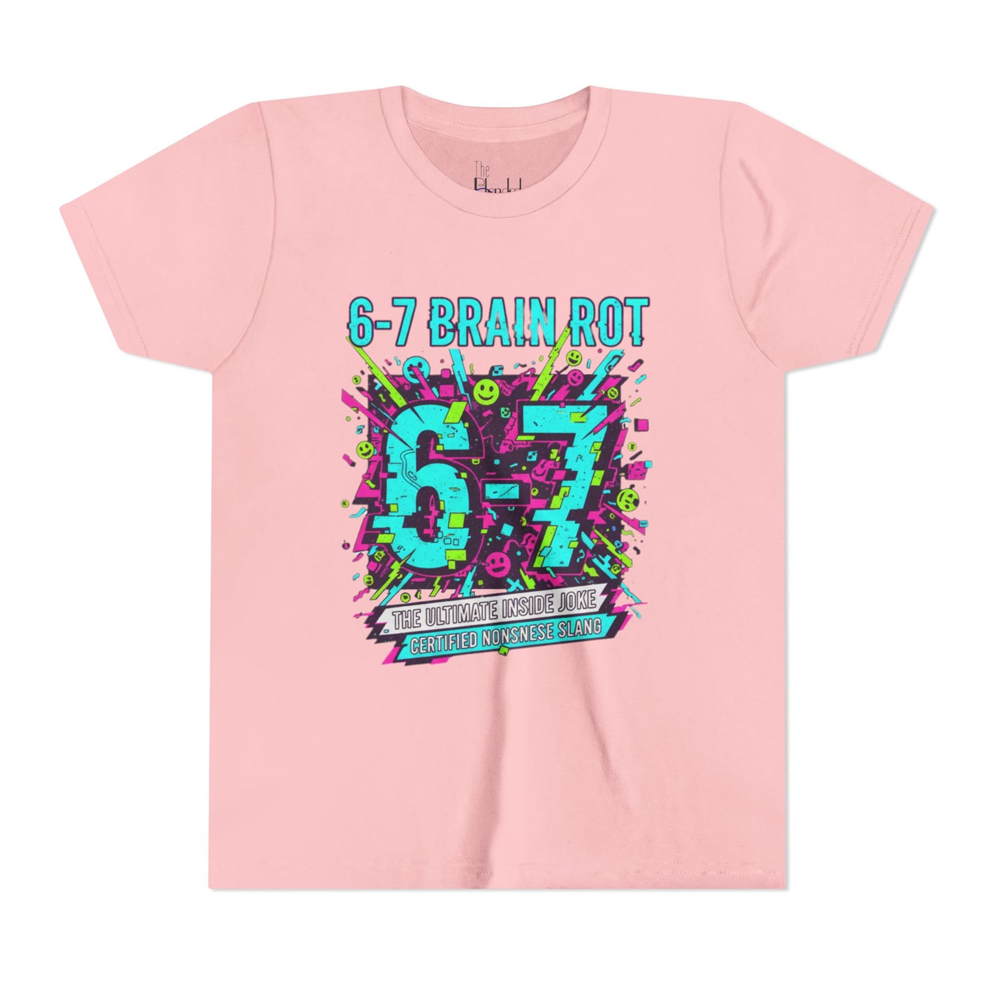 Youth Tee — 6-7 Brain Rot Graphic Tee — Retro Neon Band/Alt Music Tour Shirt