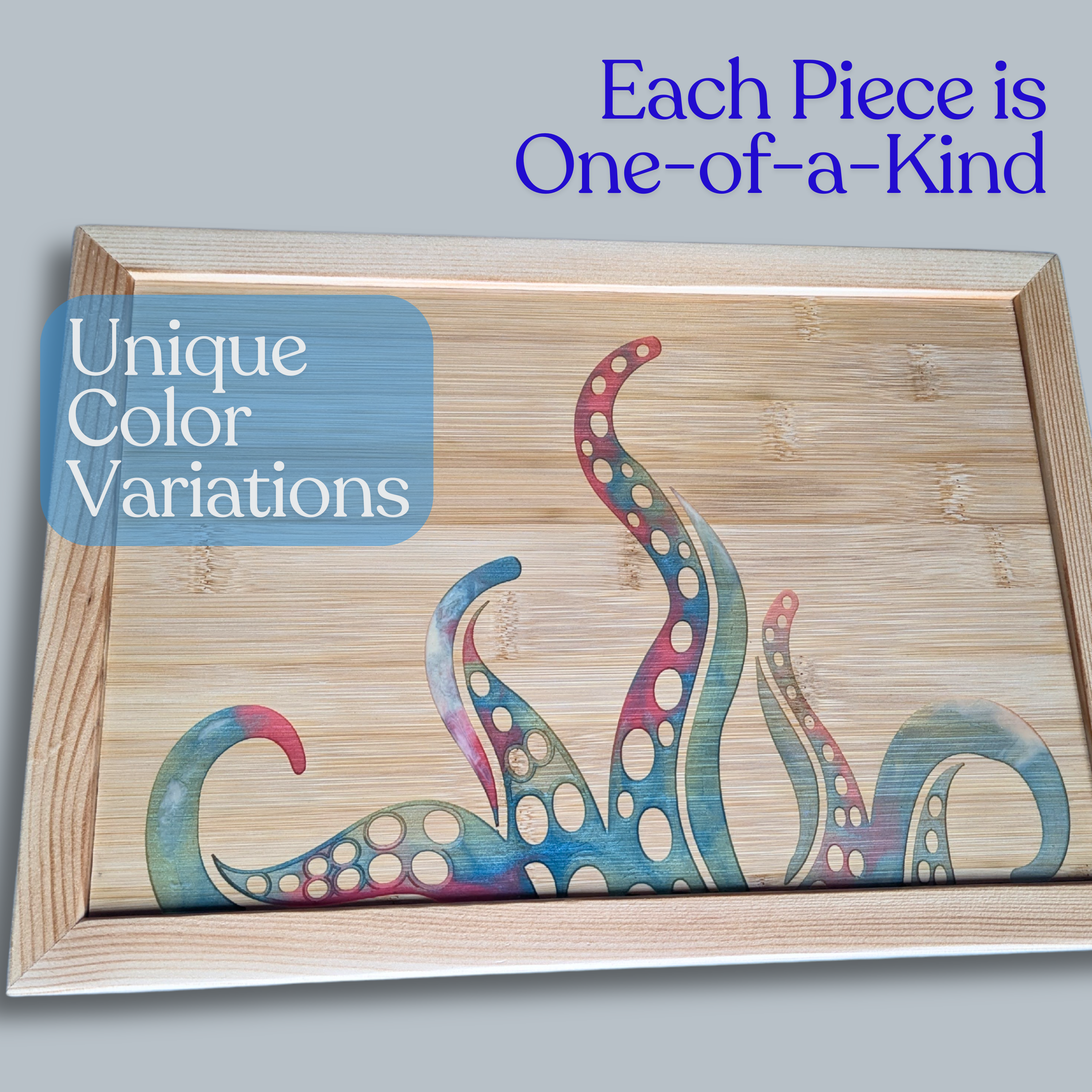 Handcrafted Octopus Tentacles Wall Art with Epoxy Resin Inlay & Color Variations
