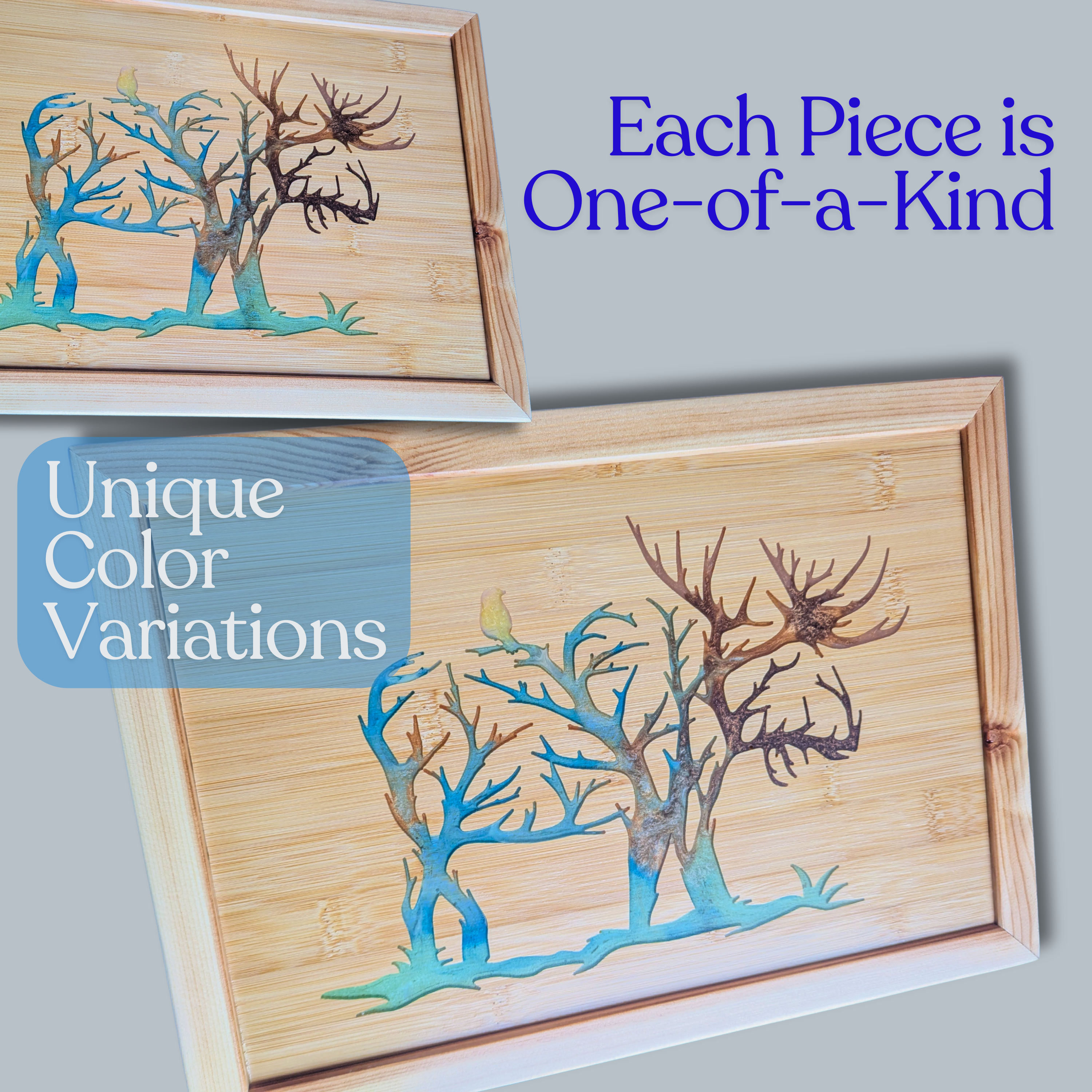Handcrafted Resin Caribou Elk Wall Art with Color Variations