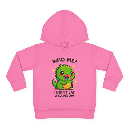 Cute Dinosaur Toddler Fleece Hoodie - 'Who Me? I Didn't Eat a Rainbow'