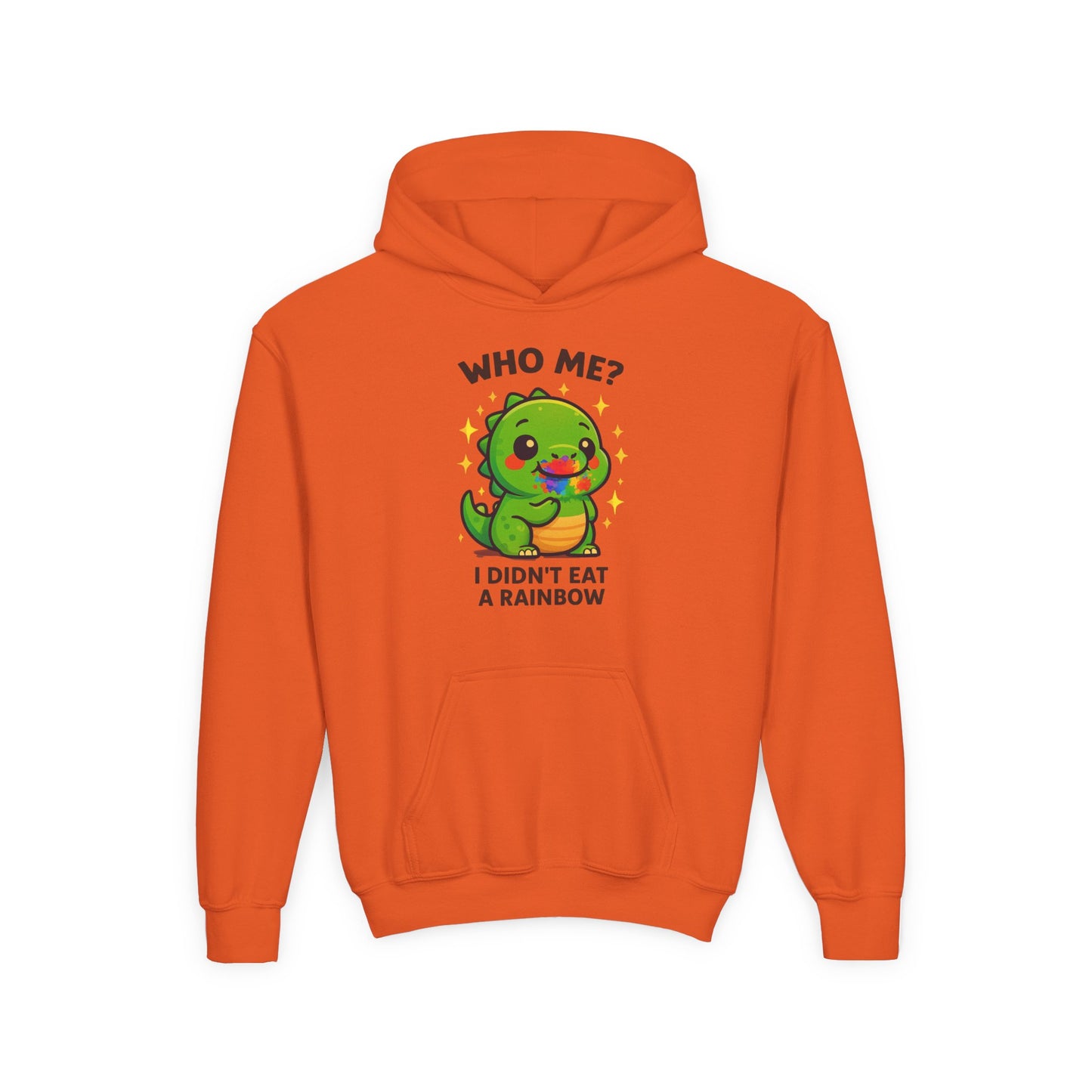 Kids Hoodie - Cute Dino "Who Me? I Didn't Eat a Rainbow" Funny Graphic Pullover