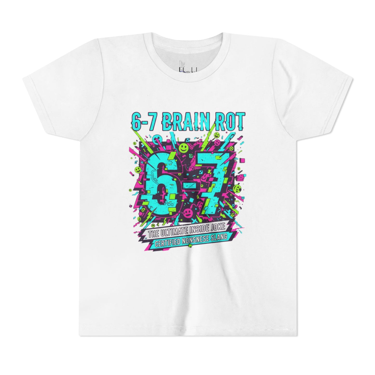 Youth Tee — 6-7 Brain Rot Graphic Tee — Retro Neon Band/Alt Music Tour Shirt