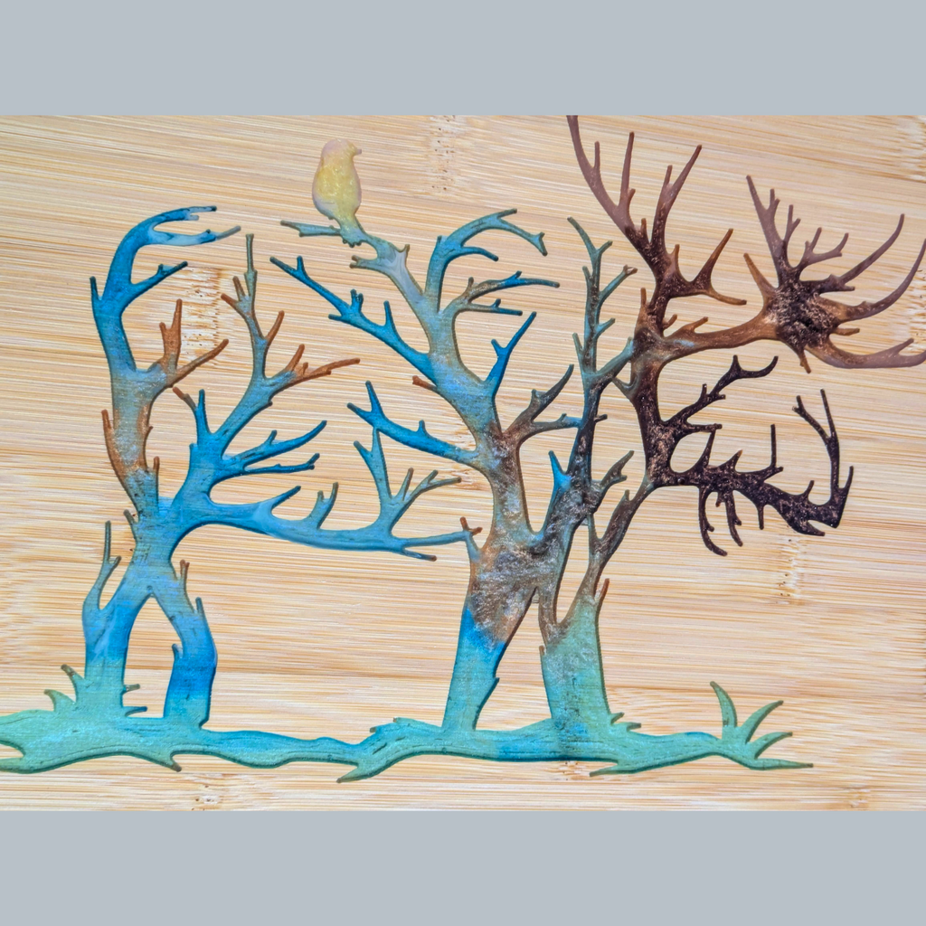 Handcrafted Resin Caribou Elk Wall Art with Color Variations
