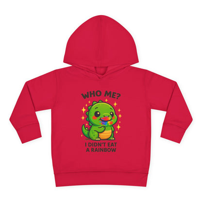 Cute Dinosaur Toddler Fleece Hoodie - 'Who Me? I Didn't Eat a Rainbow'