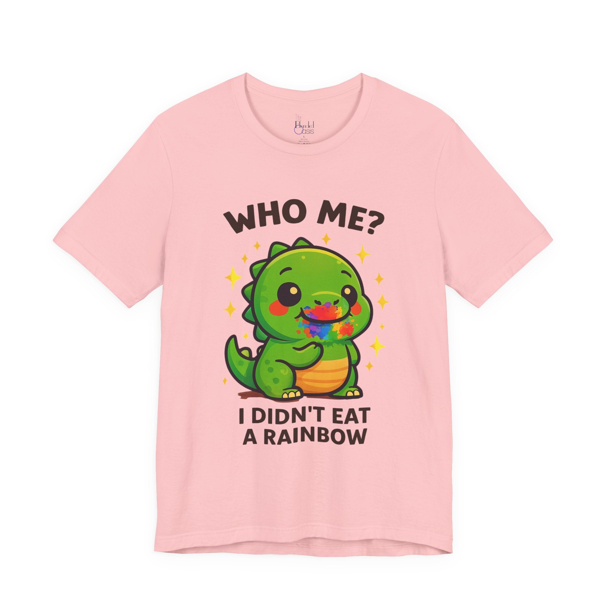Cute Dinosaur Graphic Tee - "Who Me? I Didn't Eat a Rainbow"