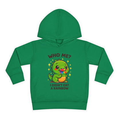 Cute Dinosaur Toddler Fleece Hoodie - 'Who Me? I Didn't Eat a Rainbow'