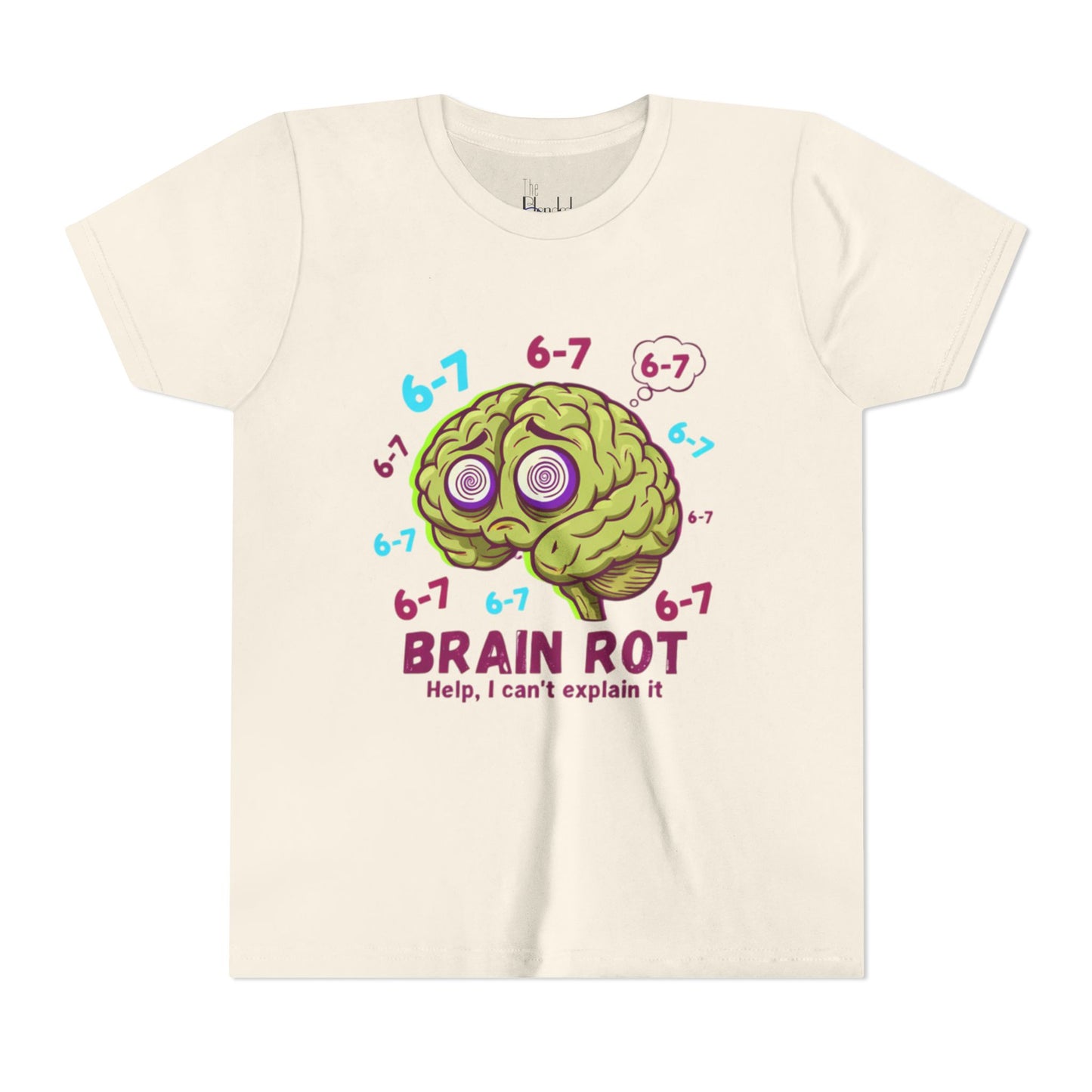 Youth Tee — "Brain Rot" Funny Cartoon Brain Kids Shirt (6-7, Help I Can’t Explain It)
