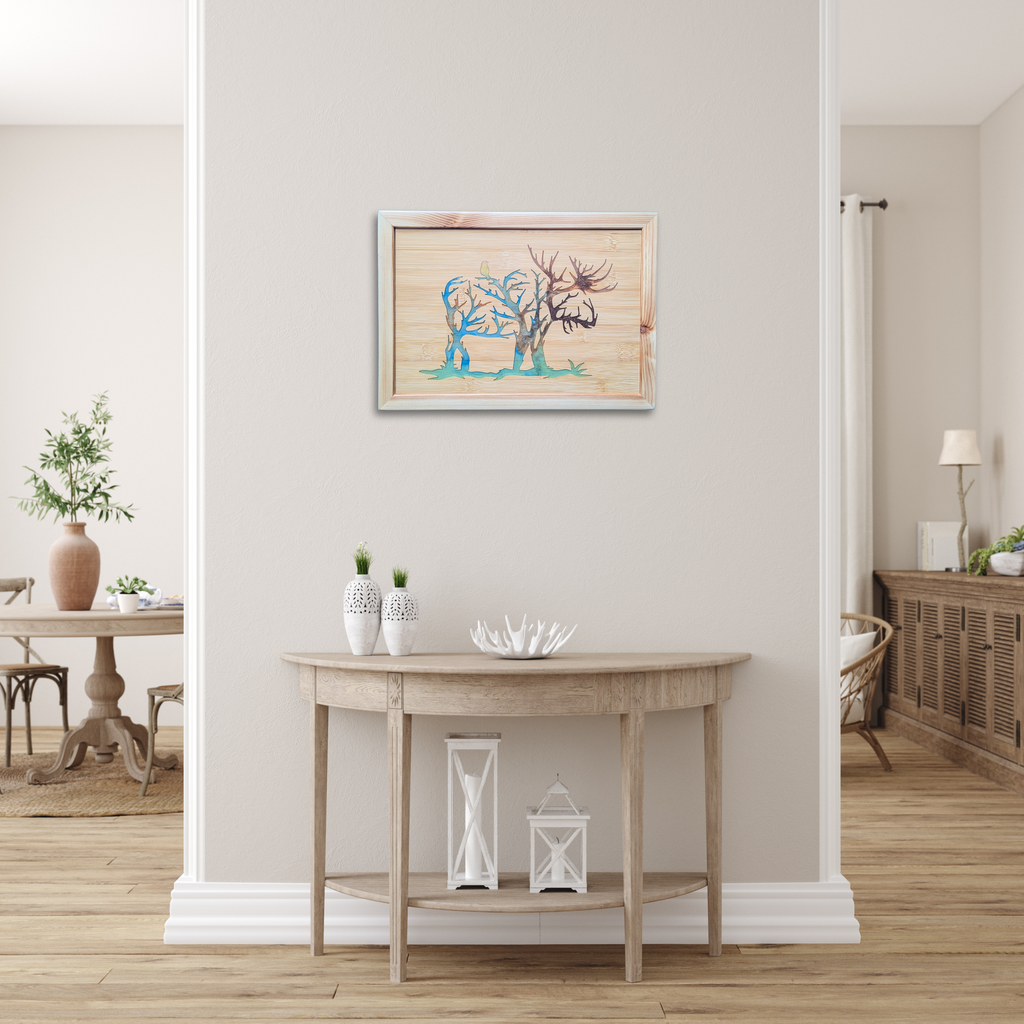 Handcrafted Resin Caribou Elk Wall Art with Color Variations