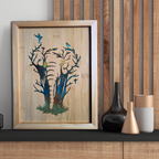 Handcrafted Elephant Wood Wall Art with Epoxy Resin Inlay