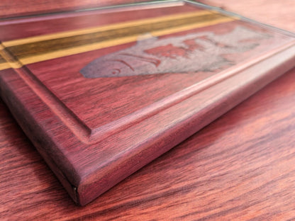 Bass Fisherman Engraving on Exotic Wood Cutting Board - 13 x 9.5 x .813 inches
