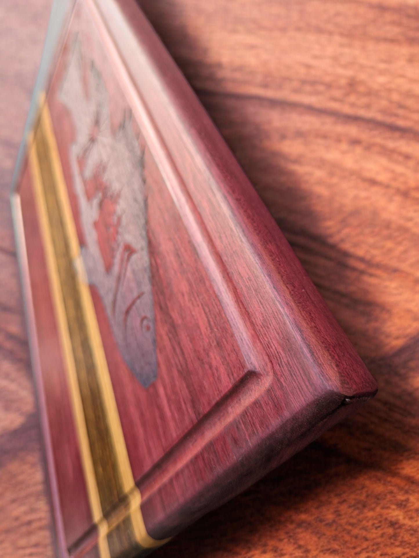 Bass Fisherman Engraving on Exotic Wood Cutting Board - 13 x 9.5 x .813 inches