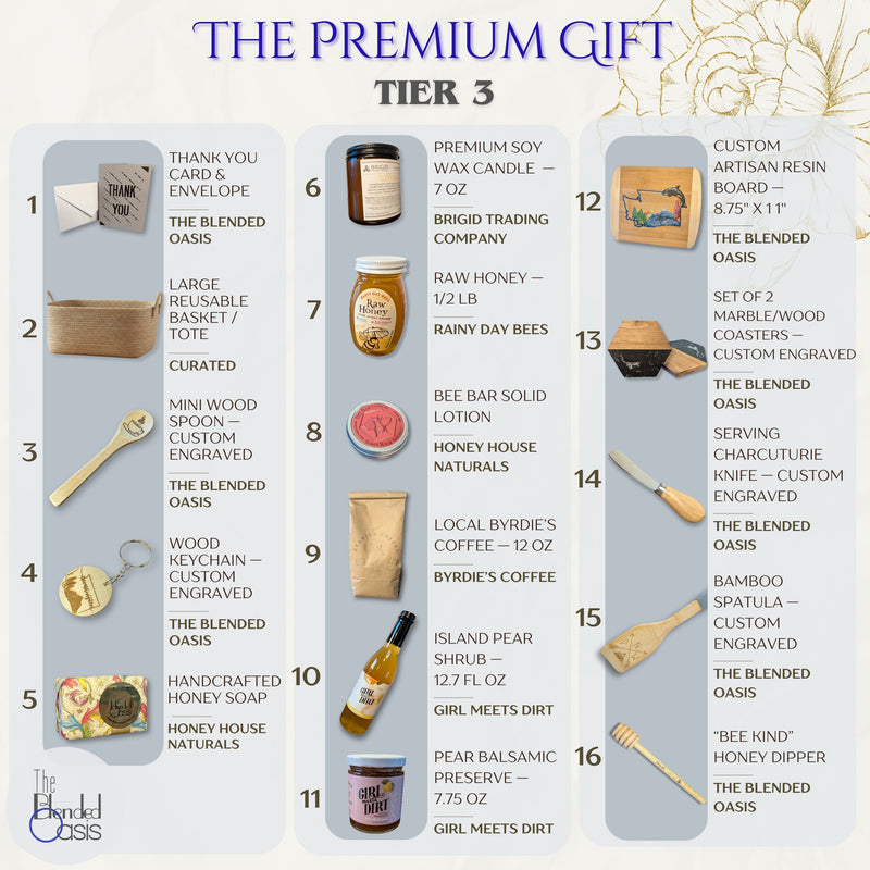 Executive closing gift basket with artisan local goods Kitsap County Washington