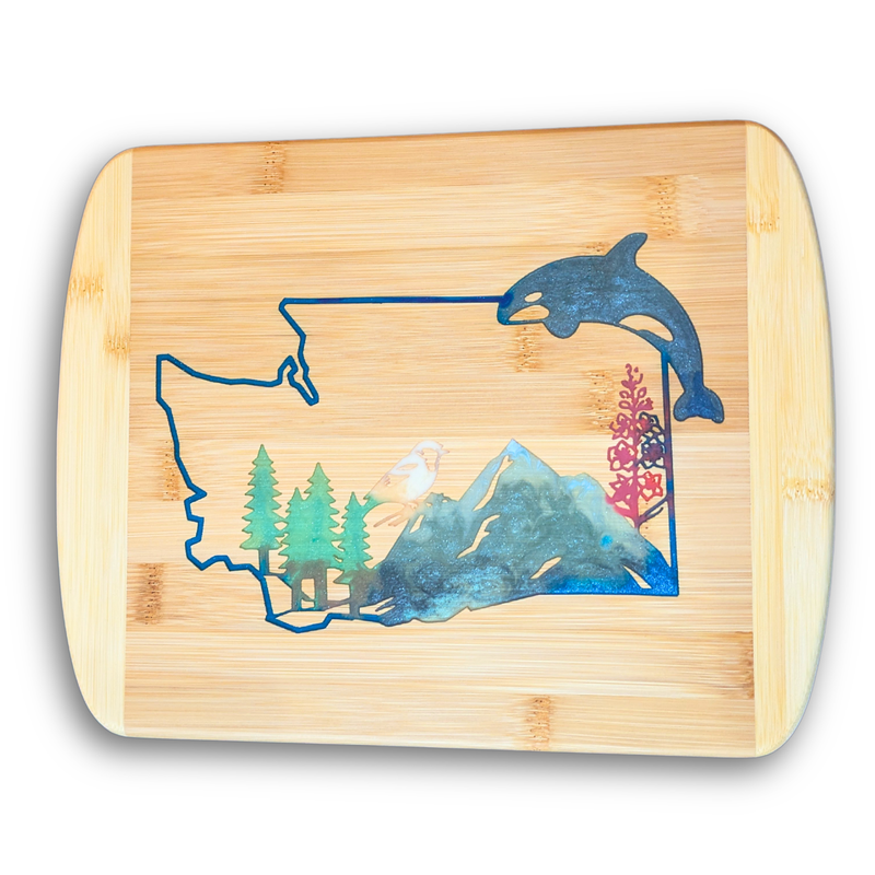 Bamboo Cutting Board - PNW Pacific Northwest Epoxy Resin Designs (Washington State) - Epoxy Resin Inlay